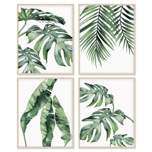 Botanical Prints Poster Wall Art Decor for Living Room, 8x10 Canvas Prints Poster Unframed Set of 4, Boho Wall Print Plant Posters Aesthetic