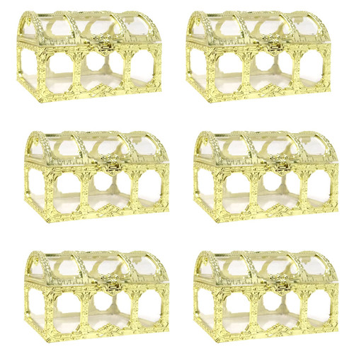Honbay 6PCS Treasure Chest Candy Boxes Plastic Wedding Favor Boxes Clear Candy Storage Jars for Wedding Baby Shower Christmas Birthday Party Decoration