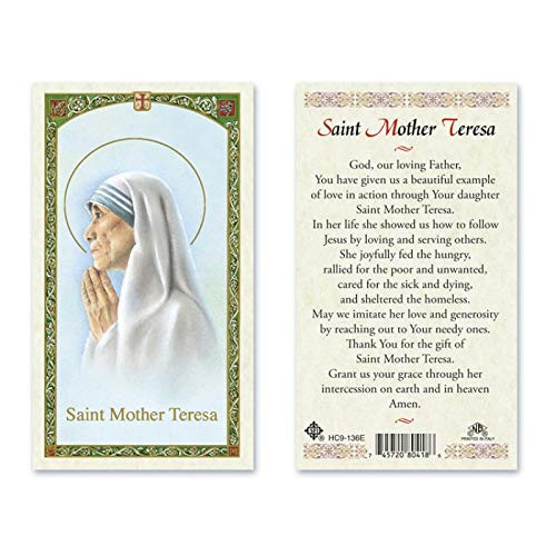 Mother Teresa Prayer. Laminated 2-Sided Holy Card (3 Cards per Order)