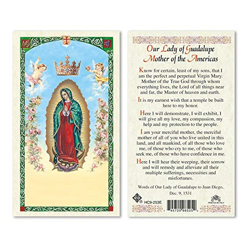 Our Lady of Guadalupe. Mother of the Americas. Laminated 2-Sided Holy Card (3 Cards per Order)