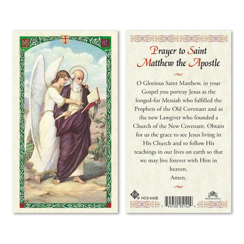 Prayer to Saint Matthew The Apostle.Laminated 2-Sided Holy Card (3 Cards per Order)