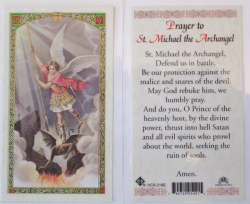 Prayer to Saint Michael The Archangel.Laminated 2-Sided Holy Card (3 Cards per Order)