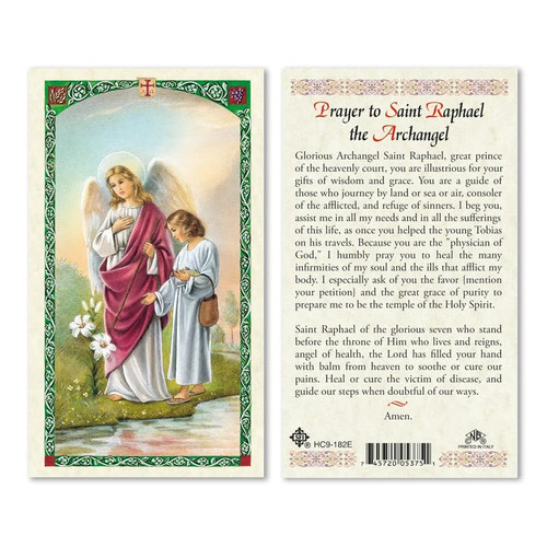 Prayer to St. Raphael the Archangel.Laminated 2-Sided Holy Card (3 Cards per Order)