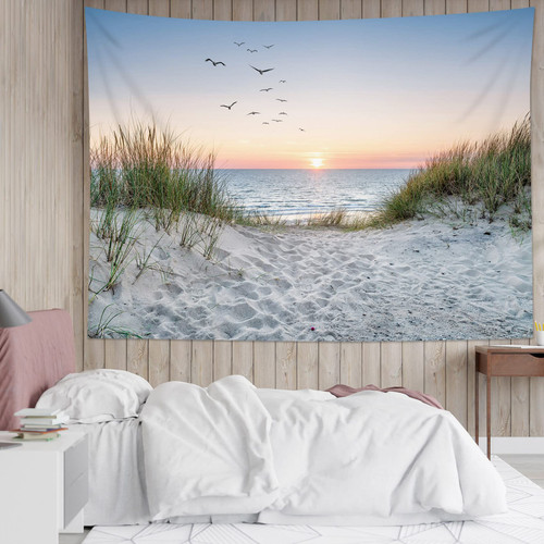 HVEST Ocean Beach Tapestry Wall Hanging, Sunset Seabird and Beach with Grass Wall Hanging Tapestry Natural Landscape Tapestry for Bedroom Living Room Dorm Decoration Wall Decor, 60x40 Inches HVEST Ocean Beach Tapestry Wall Hanging, Sunset Seabird and Beach with Grass Wall Hanging Tapestry Natural Landscape Tapestry for Bedroom Living Room Dorm Decoration Wall Decor, 60x40 Inches
