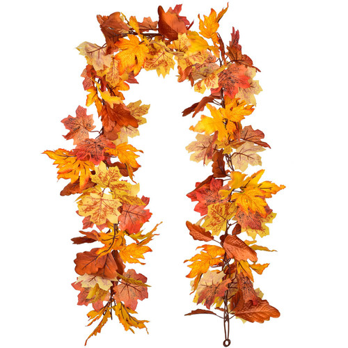 Lvydec 2 Pack Maple Leaves Fall Garland Clearance - 5.8ft/Strand Artificial Fall Foliage Garland Colorful Autumn Decoration for Home Wedding Party Thanksgiving