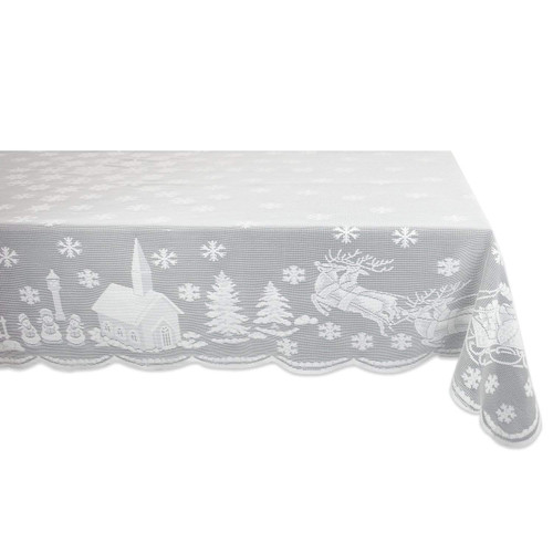 Rectangle Lace Tablecloth,Vaburs Christmas Lace Table Cover Table Lace Clothes for Weddings Dinner Parties Rectangle Lace Table Cloth (52" 70", White)