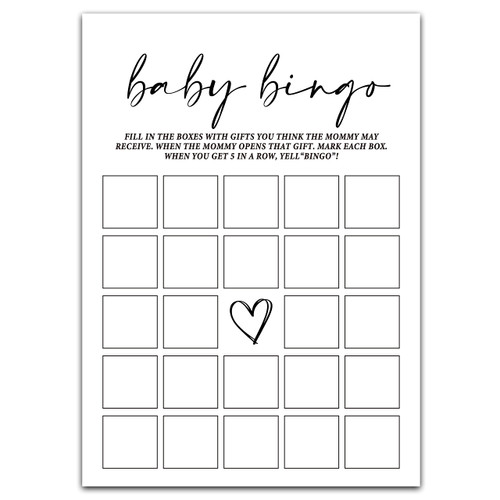 ZIIUFRN Baby Shower Games(5" X 7"), 30 Sets Modern Black and White Baby Bingo Guess Gift Game Cards, Boy Girl Gender Neutral Baby Shower Supplies-B07