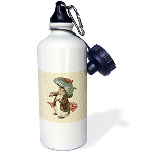 3dRose wb_79402_1"Vintage Rabbit-Animals Art-Peter Rabbit" Sports Water Bottle, 21 oz, White