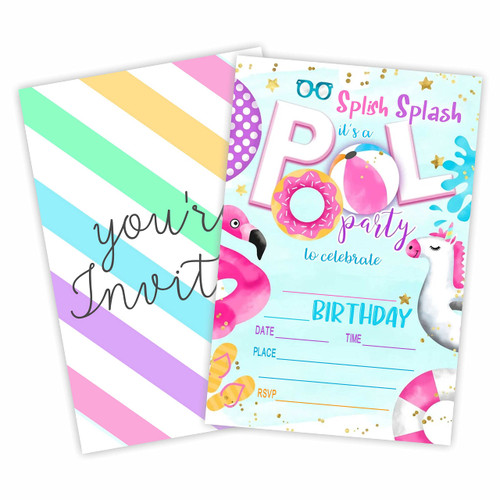 Swimming Birthday Party Invitation, Pool Party Invite Cards?20 Count) With Envelopes, Splish Splash Fill In Style Invite Cards For Boys, Girls, Kids, Birthday Party Supplies-A40 Swimming Birthday Party Invitation, Pool Party Invite Cards?20 Count) With Envelopes, Splish Splash Fill In Style Invite Cards For Boys, Girls, Kids, Birthday Party Supplies-A40