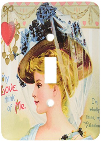 3dRose lsp_38440_1 Vintage Valentine Woman with Blue Hat Single Toggle Switch
