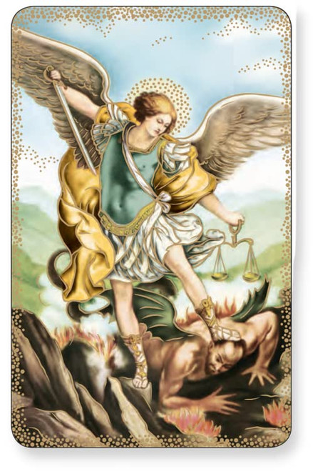 Bulk Pack of 10 - St. Michael the Archangel Prayer Cards - 3-3/8" PVC St. Michael Holy Card Prayer Cards (Patron Saint of Grocers, Marines, Paratroopers and Police) Wallet Sized Print, Made in Italy Bulk Pack of 10 - St. Michael the Archangel Prayer Cards - 3-3/8" PVC St. Michael Holy Card Prayer Cards (Patron Saint of Grocers, Marines, Paratroopers and Police) Wallet Sized Print, Made in Italy