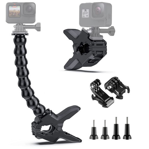 HONGDAK 8-in-1 Jaws Flex Clamp Mount with Adjustable Gooseneck (8 Sections) for GoPro Hero 11, 11Mini, 10, 9, 8, 7, 6, 5, 4, Session, 3+, 3, Max, Hero (2018), Fusion, DJI Osmo, Xiaomi Yi Action Camera HONGDAK 8-in-1 Jaws Flex Clamp Mount with Adjustable Gooseneck (8 Sections) for GoPro Hero 11, 11Mini, 10, 9, 8, 7, 6, 5, 4, Session, 3+, 3, Max, Hero (2018), Fusion, DJI Osmo, Xiaomi Yi Action Camera