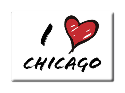 CHICAGO FRIDGE MAGNET ILLINOIS (IL) MAGNETS USA SOUVENIR I LOVE GIFT (Var. INFORMAL)