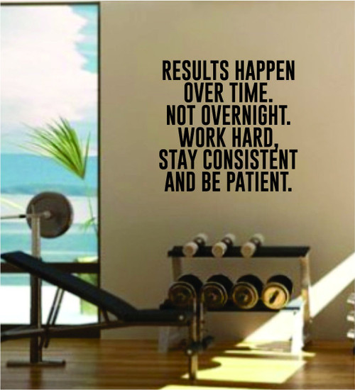 Results Happen Over Time Gym Quote Fitness Health Work Out Decal Sticker Wall Vinyl Art Wall Room Decor Weights Lift Dumbbell Motivation Inspirational Results Happen Over Time Gym Quote Fitness Health Work Out Decal Sticker Wall Vinyl Art Wall Room Decor Weights Lift Dumbbell Motivation Inspirational