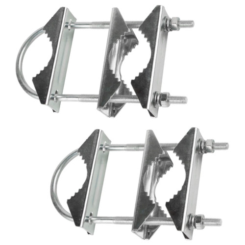 2Pcs Double Antenna Mast Clamp V Jaw Block with U Bolts, Mast to Mast Mount Bracket Kit for Outdoor Antenna,Ham Radio Antenna,TV Antenna,Patio Umbrella Holder,Fishing Rods,Deck Railing