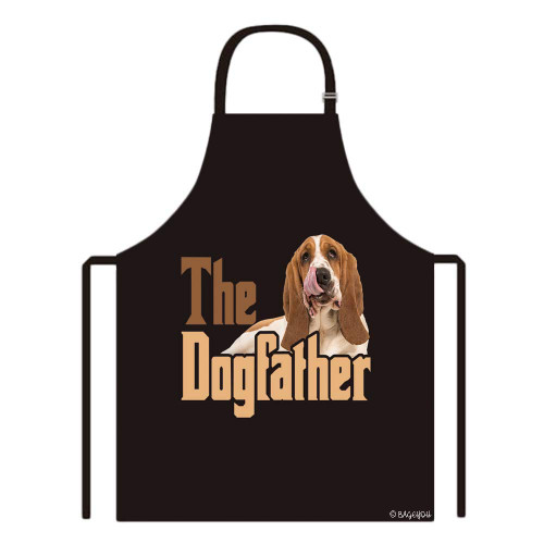 BAGEYOU The Dogfather Cute Basset Hound Apron Dog Dad Kitchen Baking Apron 29x34 Inch