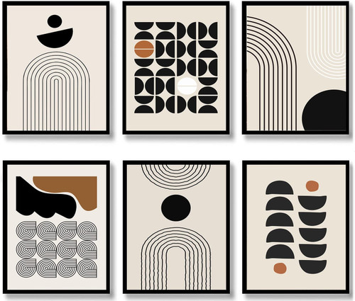 Quzenu Boho Wall Art Mid-Century Modern Decor Minimalist Wall Art Posters Unframed Geometric Abstract Canvas Wall Art Living Room Bedroom Bathroom Boho Wall Decor (Neutral Boho) Quzenu Boho Wall Art Mid-Century Modern Decor Minimalist Wall Art Posters Unframed Geometric Abstract Canvas Wall Art Living Room Bedroom Bathroom Boho Wall Decor (Neutral Boho)