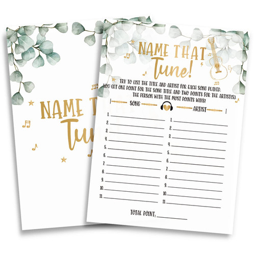 Greenery Baby Shower Games - Name That Tune, 30 Game Cards, Baby Shower Games Gender Neutral-d011