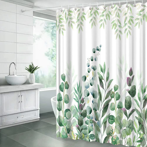 JIRGIXA Sage Green Leaves Shower Curtain Watercolor Plant Eucalyptus Leaves Tropical Organic Botanical Floral Modern Natural Aesthetic Art Fabric Bathroom Decor Curtain Sets with Hooks JIRGIXA Sage Green Leaves Shower Curtain Watercolor Plant Eucalyptus Leaves Tropical Organic Botanical Floral Modern Natural Aesthetic Art Fabric Bathroom Decor Curtain Sets with Hooks