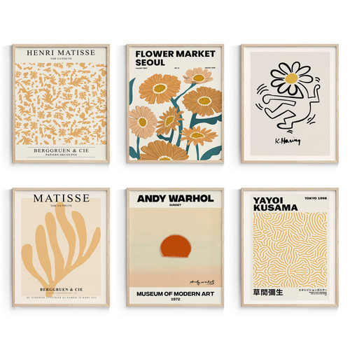 Habseligkeit Van Gogh Wall Art Prints, Flower Market Wall Art, Matisse Posters for Room Aesthetic Unframed, 8x10in, Set of 6