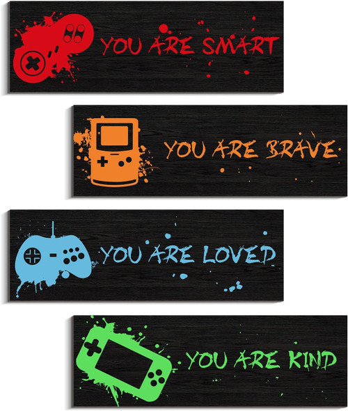 4 Pieces Gaming Decor for Boys Room Wooden Video Game Wall Art Print 4 x 11.8 Inch Motivational Quote Gamer Hanging Plaques Wall Decor for Boys Kids Room Bedroom Playroom Decorations 4 Pieces Gaming Decor for Boys Room Wooden Video Game Wall Art Print 4 x 11.8 Inch Motivational Quote Gamer Hanging Plaques Wall Decor for Boys Kids Room Bedroom Playroom Decorations