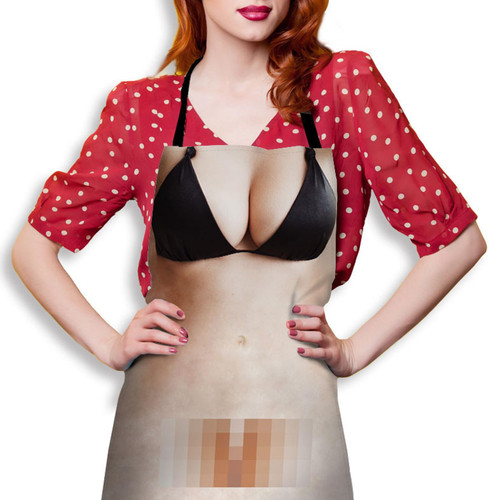 VVEEWUU Funny Kitchen Apron Novelty Gifts for Women Men Sexy Funny Bib Apron for Cooking BBQ Baking Grilling Chef Cooking Gag Gift (Black Bikini)