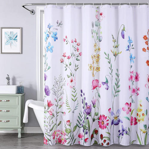 AODERTI Floral Shower Curtain with 12 Hooks, 72" x 72" Waterproof Polyester Shower Curtains for Bathroom, Heavy Weighted Hem Fabric Plant Shower Curtain, Machine Washable, Quick Dry AODERTI Floral Shower Curtain with 12 Hooks, 72" x 72" Waterproof Polyester Shower Curtains for Bathroom, Heavy Weighted Hem Fabric Plant Shower Curtain, Machine Washable, Quick Dry