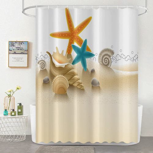 GKLEASG Beach Shower Curtain, Seashell Starfish Sand Sky Beach Theme Shower Curtain Set with 12 Hooks, Bathroom Bathtub Decor Waterproof Polyester Fabric Washable 72''x72'' GKLEASG Beach Shower Curtain, Seashell Starfish Sand Sky Beach Theme Shower Curtain Set with 12 Hooks, Bathroom Bathtub Decor Waterproof Polyester Fabric Washable 72''x72''