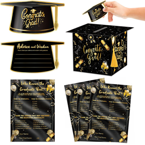 Graduation Decorations Class of 2023 Set - 30pcs Graduation Advice Cards 2023, 36 Pcs Graduation Game Cards, Graduation Card Box Holder - Graduation Party Games & Graduation Party Decorations 2023 Graduation Decorations Class of 2023 Set - 30pcs Graduation Advice Cards 2023, 36 Pcs Graduation Game Cards, Graduation Card Box Holder - Graduation Party Games & Graduation Party Decorations 2023