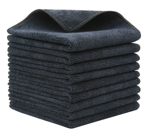 HYLLZB Microfiber Kitchen Dish Cloth Cleaning Rags, 9 Pack Microfiber Cleaning Cloth for Glasses, Lint Free Cloth Rags for Household Cleaning or Cooking, 12 x 12 Inches (Black)