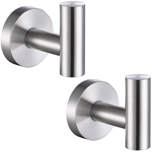 Angle Simple Bathroom Towel Hook 2 PCS, SUS304 Stainless Steel Bath Robe Holder, Modern Hand Towel Hanger Wall Mounted, Brushed Nickel