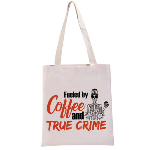G2TUP True Crime Junkie Gift Fueled by Coffee and True Crime Reusable Canvas Tote Bag Crime Show Gift Murder Show Handbag (Coffee and True Crime Handbag) G2TUP True Crime Junkie Gift Fueled by Coffee and True Crime Reusable Canvas Tote Bag Crime Show Gift Murder Show Handbag (Coffee and True Crime Handbag)