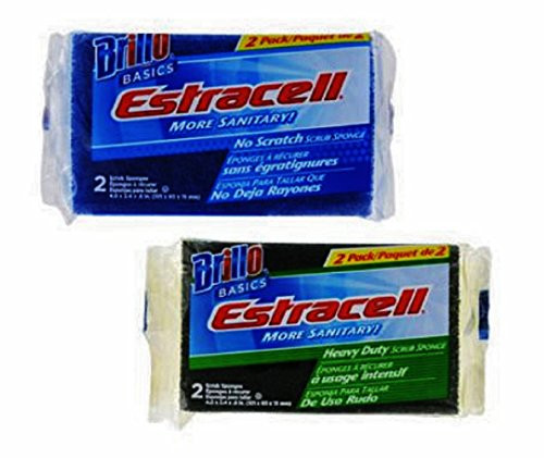 Brillo Basics Estracell No Scratch and Heavy Duty Scrub Sponges 2 Packs of 2