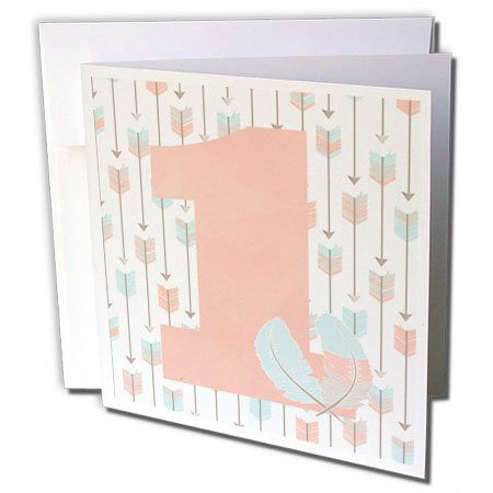 3dRose First Birthday Tribal Arrows - Greeting Card, 6" x 6", Single (gc_254592_5)