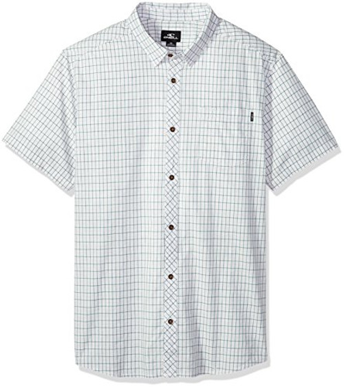 O'Neill Men's Modern Fit Chest Stripe Short Sleeve Woven Shirt, White/Carlyle, S O'Neill Men's Modern Fit Chest Stripe Short Sleeve Woven Shirt, White/Carlyle, S