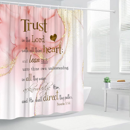 Inspirational Quotes Shower Curtains Coloured Marble Abstract Art Polyester Fabric Decor Bathroom Curtain Set 70x70 Inch Included Hooks
