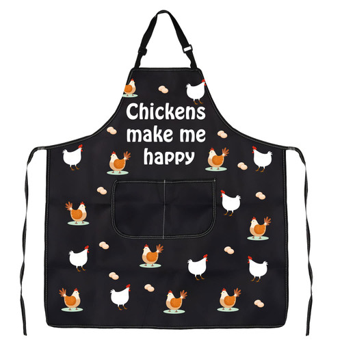 VAMSII Chicken Apron for Chicken Lovers Kitchen Apron Chickens Make Me Happy Chicken Cooking Apron Chicken Farmer Gifts (chickens make me happy)
