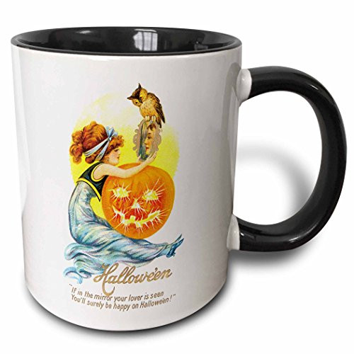 3dRose 126088_4 Vintage Halloween Girl with A Jack O Lantern Pumpkin and an Owl Mug, 11 oz, Black 3dRose 126088_4 Vintage Halloween Girl with A Jack O Lantern Pumpkin and an Owl Mug, 11 oz, Black
