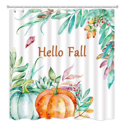 BBIOKD Autumn Pumpkin Shower Curtain Hello Fall Watercolor Green Leaf Harvest Festival Thanksgiving Rustic Leaves Fabric Bath Curtains Bathroom Accessories Decor Sets with Hooks 70x70 Inch BBIOKD Autumn Pumpkin Shower Curtain Hello Fall Watercolor Green Leaf Harvest Festival Thanksgiving Rustic Leaves Fabric Bath Curtains Bathroom Accessories Decor Sets with Hooks 70x70 Inch