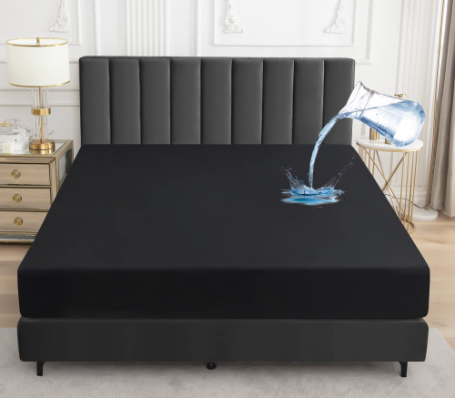 Mafudoxi Queen Mattress Protector, Waterproof Mattress Protector 18" Deep Pocket Mattress Protector Breathable Mattress Cover Waterproof Fitted Sheet for Pets Kids Adults (Black 60x80 inch Mafudoxi Queen Mattress Protector, Waterproof Mattress Protector 18" Deep Pocket Mattress Protector Breathable Mattress Cover Waterproof Fitted Sheet for Pets Kids Adults (Black 60x80 inch