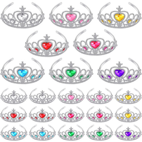 Zhanmai 24 Pcs Tiara Crown Set Princess Crown for Girls Plastic Tiaras Dress up Costume Party Favor Accessories Kid Birthday (Bright Colors) Zhanmai 24 Pcs Tiara Crown Set Princess Crown for Girls Plastic Tiaras Dress up Costume Party Favor Accessories Kid Birthday (Bright Colors)