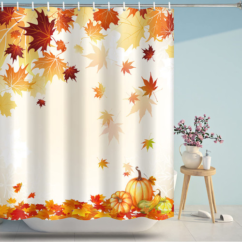Autumn Maple Leaves Shower Curtain Fall Pumpkin Bath Curtain Thanksgiving Harvest Bathroom Decor Fabric Farmhouse Shower Curtain Sets with Hooks Autumn Maple Leaves Shower Curtain Fall Pumpkin Bath Curtain Thanksgiving Harvest Bathroom Decor Fabric Farmhouse Shower Curtain Sets with Hooks