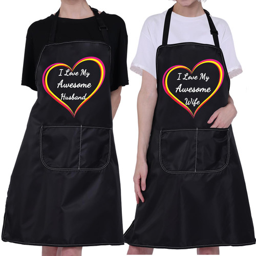 CMNIM Husband And Wife Aprons Gifts for Couples Wedding Gift I Love My Awesome Husband Wife Cooking Kitchen Apron His and Hers Gift (Husband And Wife Aprons) CMNIM Husband And Wife Aprons Gifts for Couples Wedding Gift I Love My Awesome Husband Wife Cooking Kitchen Apron His and Hers Gift (Husband And Wife Aprons)