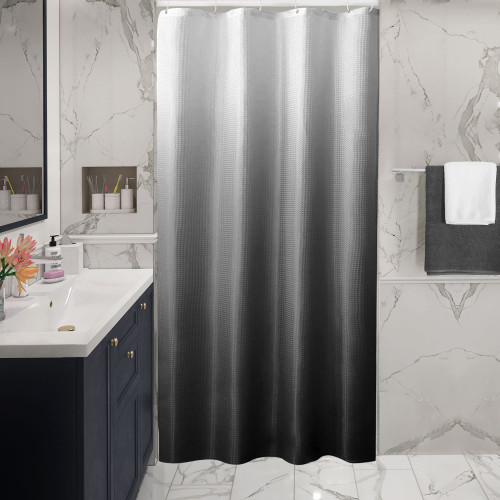 Gibelle Small Stall Shower Curtain 36 x 72, Narrow Half Black Ombre Shower Curtain for Bathroom, Waffle Weave Fabric Shower Curtain Set with Hooks, Water Repellent, Machine Washable Gibelle Small Stall Shower Curtain 36 x 72, Narrow Half Black Ombre Shower Curtain for Bathroom, Waffle Weave Fabric Shower Curtain Set with Hooks, Water Repellent, Machine Washable