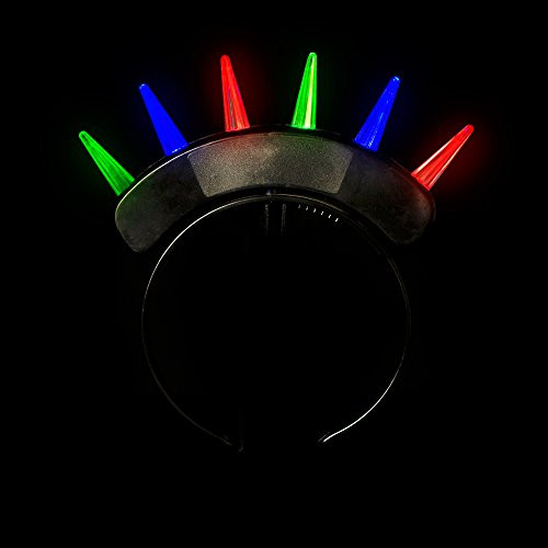 Fun Central M926 LED Light Up Spike Mohawk Premium, LED Mohawk, Light Up Mohawk, Spike Mohawkt, Glow in the dark Mohawk, Mohawk Wig, LED Headband - Black with Additional Ebook
