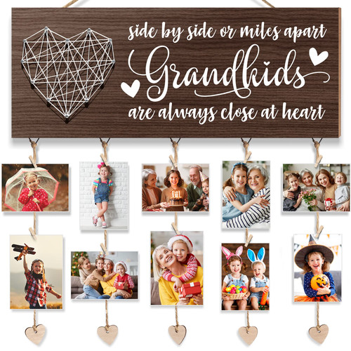 Fathers Day Grandpa Gifts Grandma Picture Frame, Birthday Gifts for Grandma from Granddaughter Grandchildren, Grandkids Photo Holder Nana Mothers Day Gifts Hanging Photo Display Christmas Card Holder