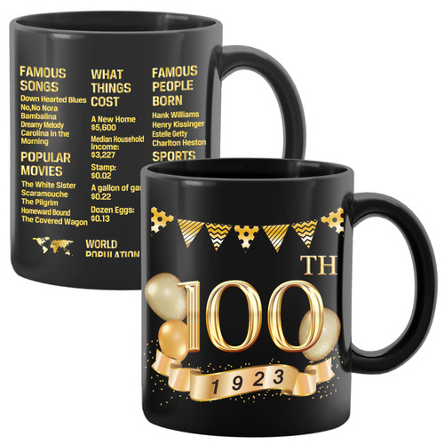 Greatingreat 1923 Old Time Information-100th Birthday Mug, Happy 100 Birthday Party, Turning 100 Birthday, 100th Bday For Her & Him, One Hundred Birthday Mug, Milestone Birthday Greatingreat 1923 Old Time Information-100th Birthday Mug, Happy 100 Birthday Party, Turning 100 Birthday, 100th Bday For Her & Him, One Hundred Birthday Mug, Milestone Birthday