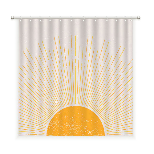 Boho Sun Shower Curtain Vintage Sunrise Sunset Shower Curtain Sets Bohemian Mid Century Modern Bath Curtain Bathroom Decor Abstract Minimalist Waterproof Shower Curtain with Hooks 72x72 Inch