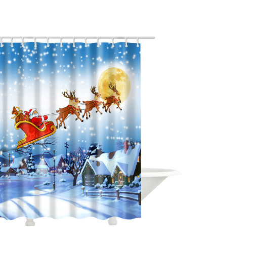 Santa Claus Reindeer Sleigh Xmas Party Decorative Bath Curtain Polyester Fabric Waterproof Bathroom Curtain with 12 Hooks Christmas Holiday Shower Curtain, 90x180CM Santa Claus Reindeer Sleigh Xmas Party Decorative Bath Curtain Polyester Fabric Waterproof Bathroom Curtain with 12 Hooks Christmas Holiday Shower Curtain, 90x180CM