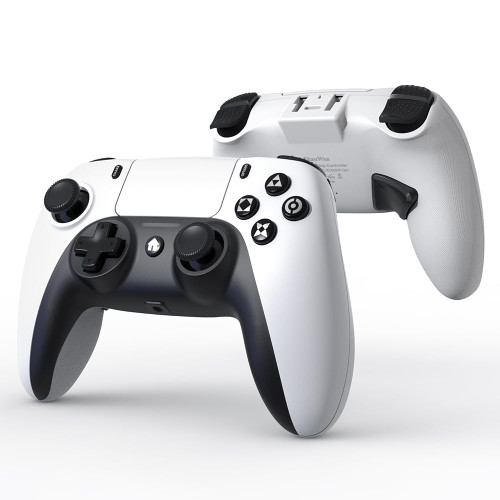 ShanWan Wireless Controller for ps4/PS4 Silm/PS4 pro. Wireless Remote Gamepad Compatible with iOS/PC/Android. Built-in 600mAh Battery with Double Shock/3.5 mm Audio jack/6-axis Motion Sensor/Programmable Back Buttons?white-black?